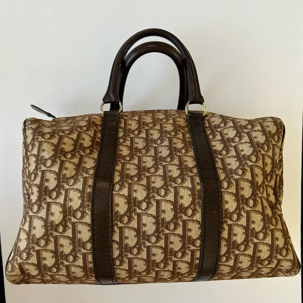 Dior Beige and Brown Monogram Duffel Bag